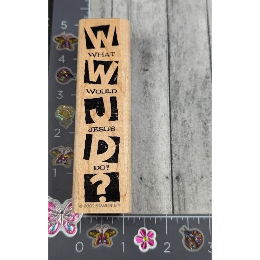 Stampin' Up! WWJD Jesus Religion Border 2000 Rubber Stamp Wood #F2